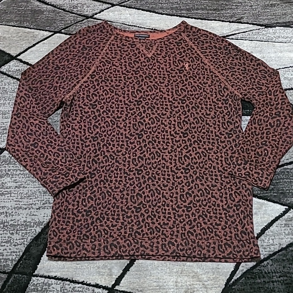 BUCKLE OBEY PROPAGANDA EMBROIDERED LOGO LEOPARD-PRINT LONG-SLEEVE SHIRT